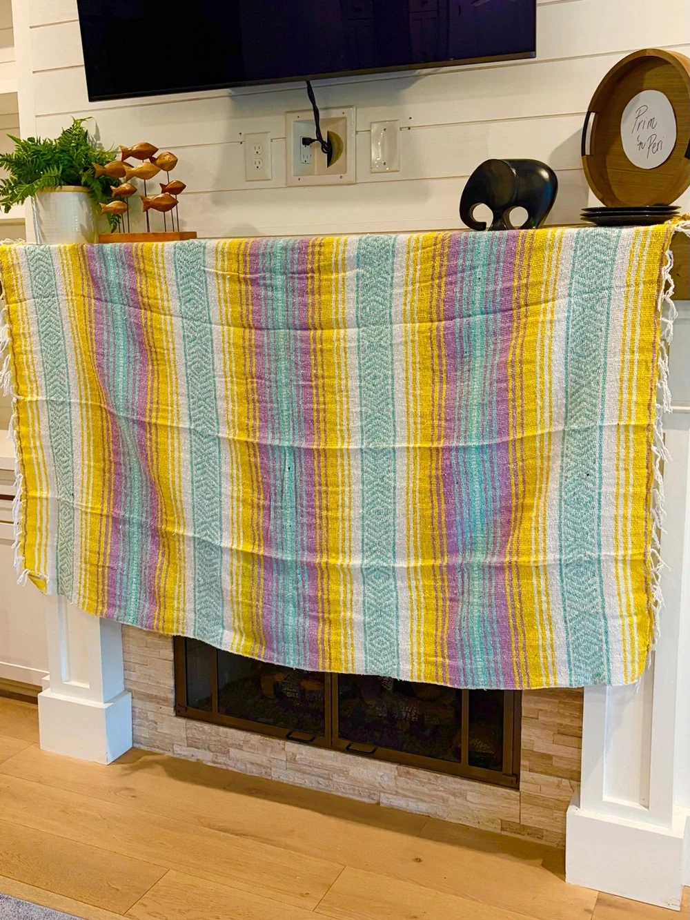 Mexican Falsa Blanket – Woven Striped Serape Throw with Fringe